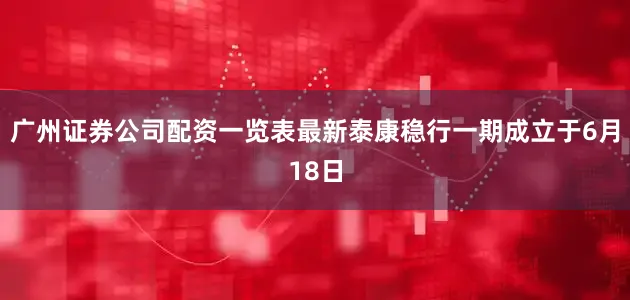 广州证券公司配资一览表最新泰康稳行一期成立于6月18日